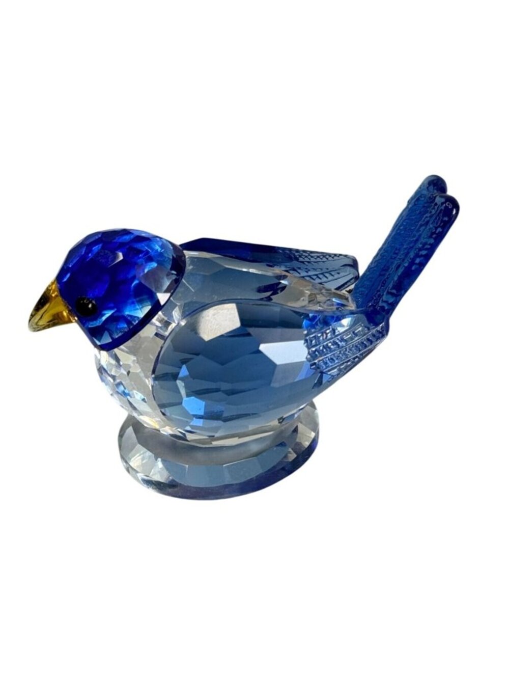 Vintage Blue Crystal Bird Figurine Faceted Glass Gold Tone Beak Unmarked 3.25" - Picture 2 of 7